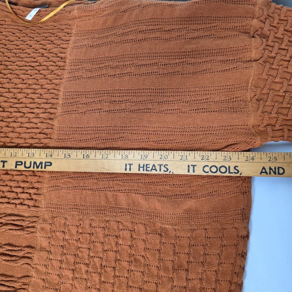 Free People Shes A Keeper Textured Sweater Dress Rust Orange Boho Oversized L - Picture 5 of 14